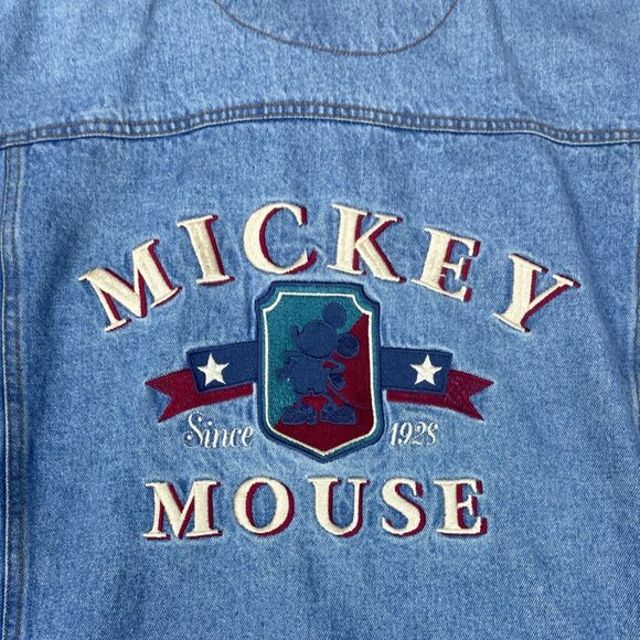 Mickey Inc Unisex Blue Denim Button Down Jacket Sz L - Picture 3 of 9